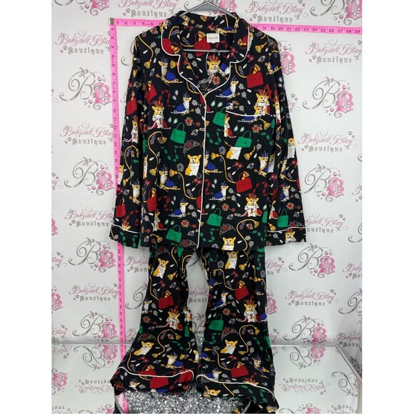 bed head pjs Other - BedHead pjs set top and pants Black Corgi & Colorful Accessory Print Pajama Set